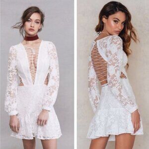For Love And Lemons Ivory Lace Backless Dress